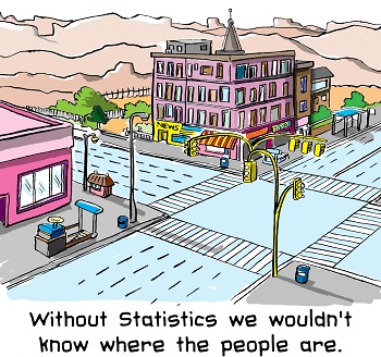 Census Cartoon - Without statistics we wouldn't know where the people are!