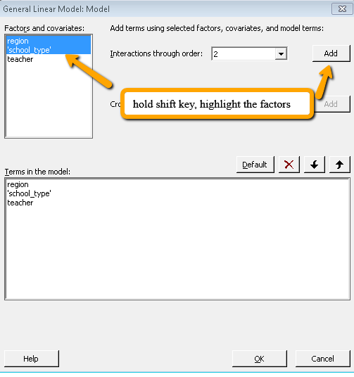 general linear model dialog box in Minitab