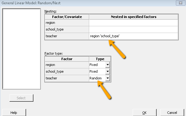 general linear model dialog box in Minitab