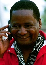 A man answering his cellphone