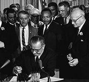 President Johnson signing the Civil Rights Act of 1964 - Martin Luther King Junior in the background