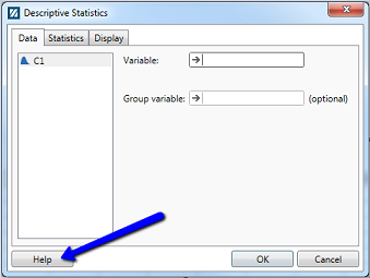 Minitab: Help Dialog Box
