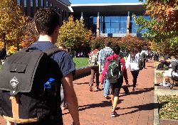 College students walking to class