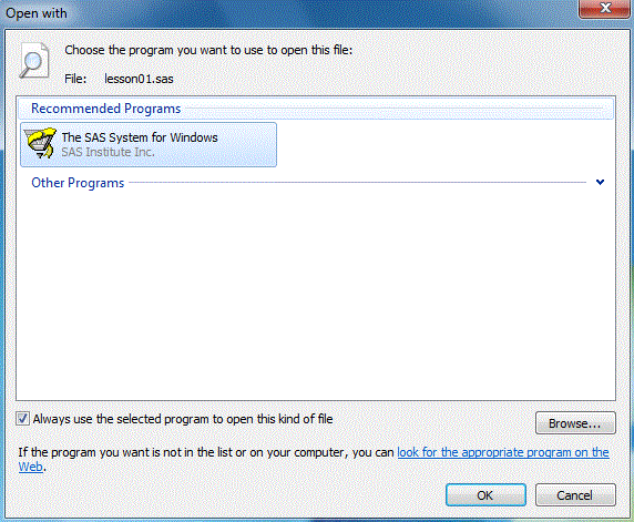 Screenshot of Windows 'open with' window