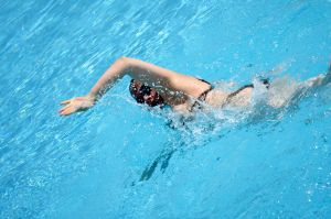 woman swimming in a pool